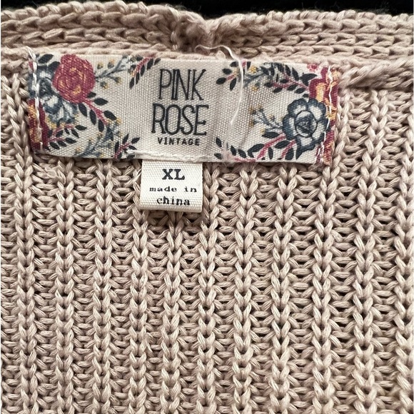 PINK ROSE women open front beige long cardigan/size XL - Picture 2 of 9